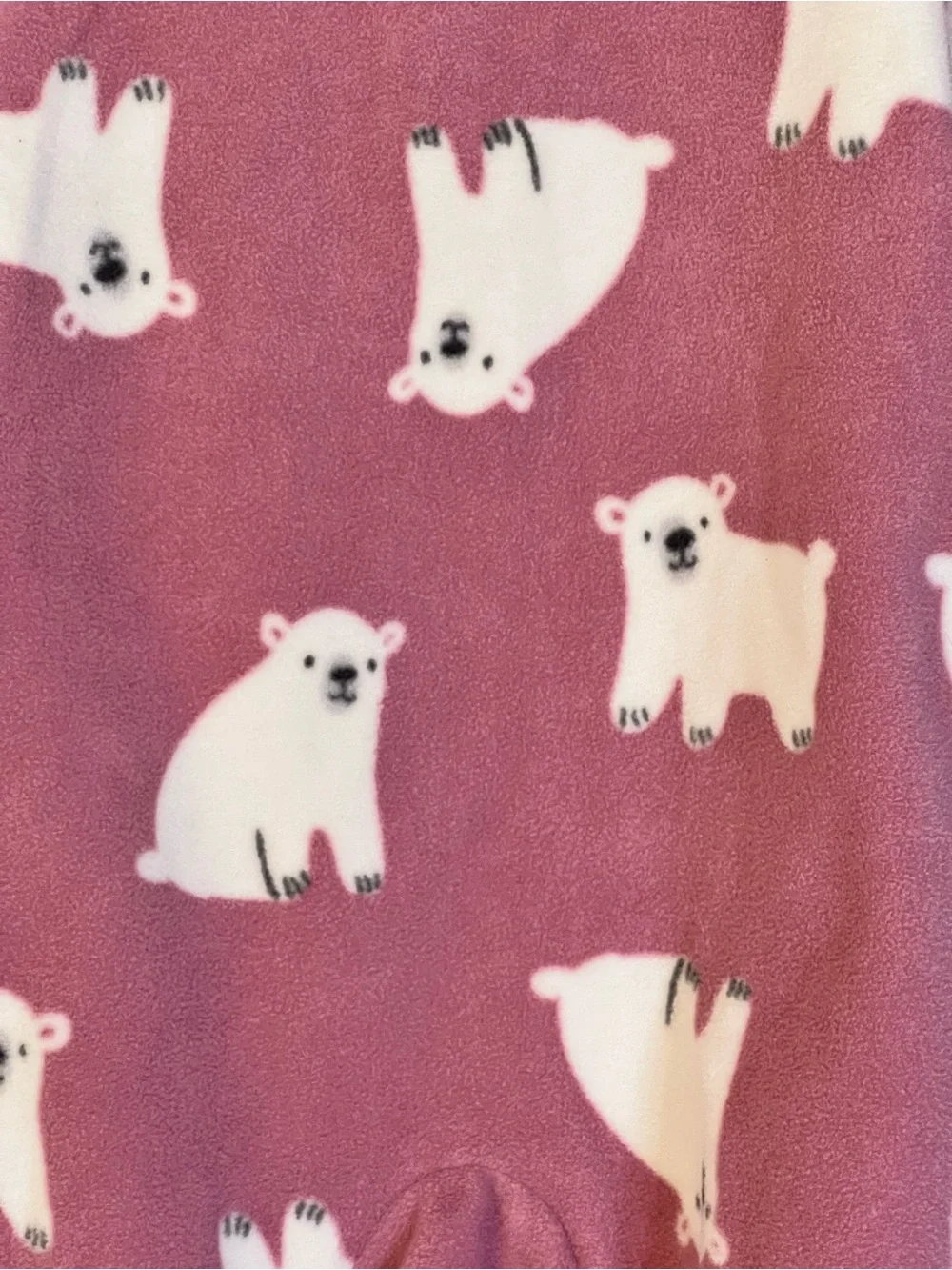 Carter's Dusty Rose Polar Bear Fleece Footed One-Piece NWOT